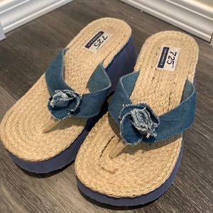 90s Y2K denim wedge sandals
